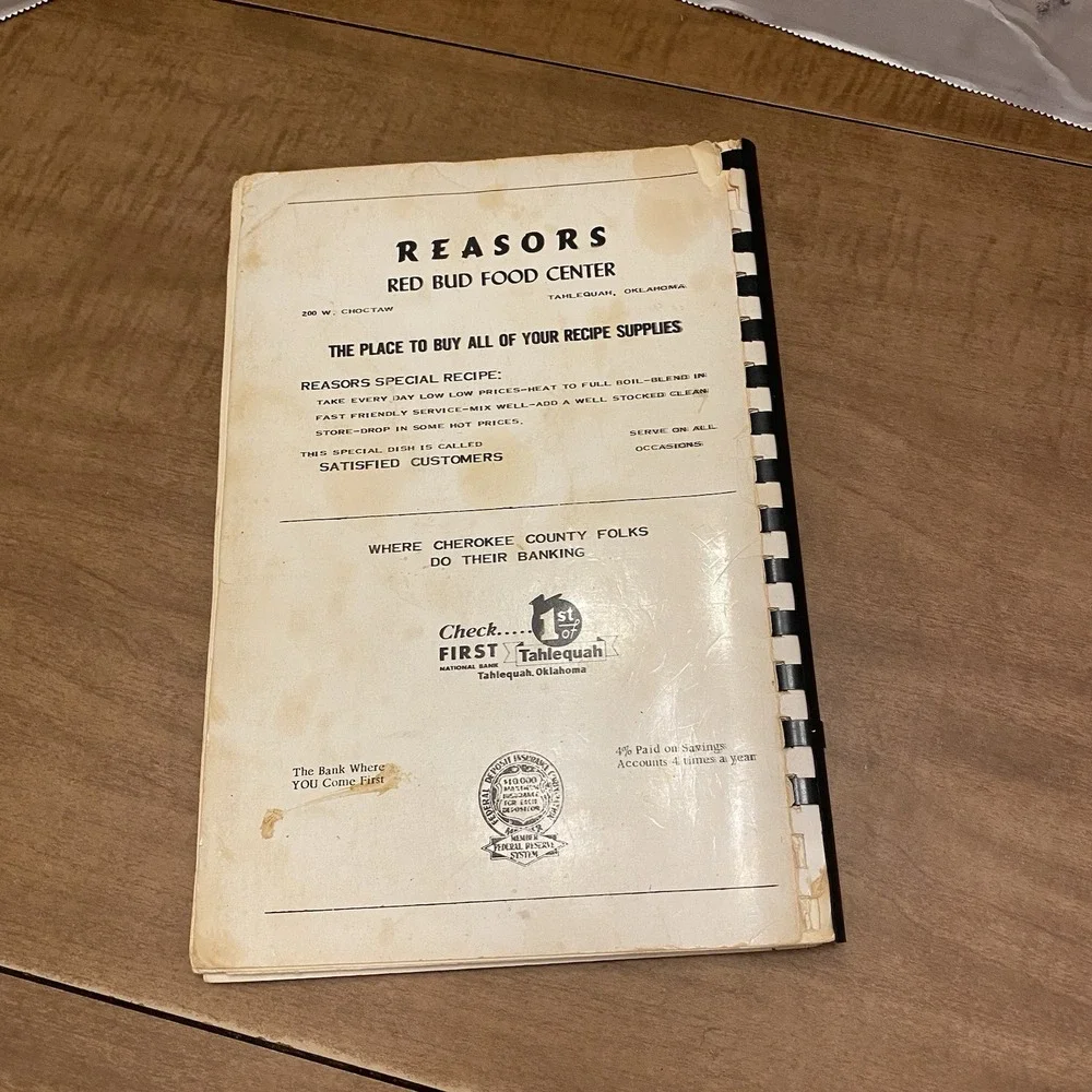 VTG 1965 Tahlequah Oklahoma Rebekah Lodge No 85 Regional Cookbook Comb Bound